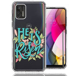 Motorola Moto G Stylus 2021 He Is Risen Text Easter Jesus Christian Flowers Double Layer Phone Case Cover