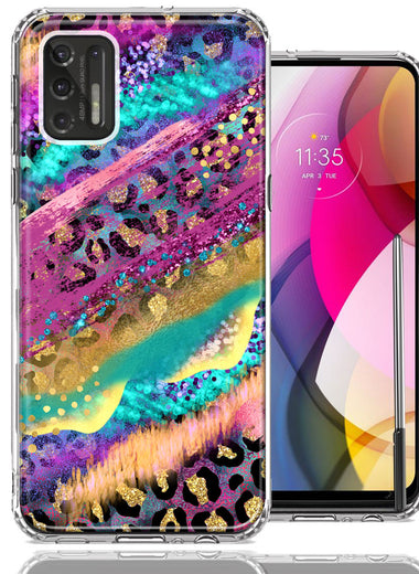 Motorola Moto G Stylus 2021 Leopard Paint Colorful Beautiful Abstract Milkyway Double Layer Phone Case Cover