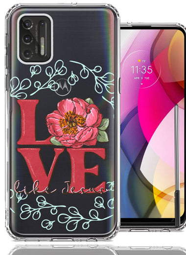Motorola Moto G Stylus 2021 Love Like Jesus Flower Text Christian Double Layer Phone Case Cover