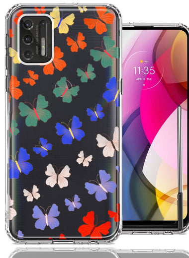 Motorola Moto G Stylus 2021 Colorful Butterflies Design Double Layer Phone Case Cover