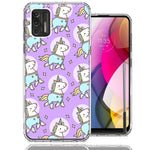 Motorola Moto G Stylus 2021 Cute Unicorns Purple Design Double Layer Phone Case Cover
