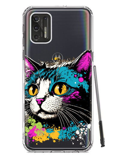 Motorola Moto G Stylus 2021 Cool Cat Oil Paint Pop Art Hybrid Protective Phone Case Cover