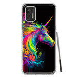 Motorola Moto G Stylus 2021 Neon Rainbow Glow Unicorn Floral Hybrid Protective Phone Case Cover