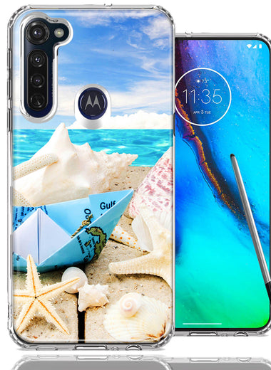 Motorola Moto G stylus Beach Paper Boat Design Double Layer Phone Case Cover