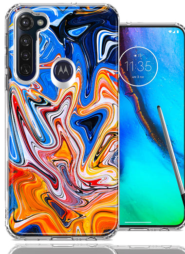 Motorola Moto G stylus Blue Orange Abstract Design Double Layer Phone Case Cover