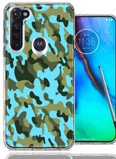 Motorola Moto G stylus Blue Green Camo Design Double Layer Phone Case Cover