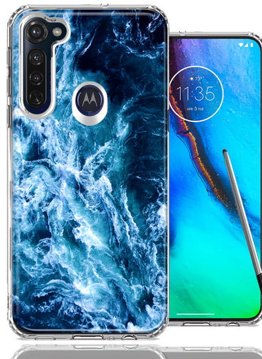 Motorola Moto G stylus Deep Blue Ocean Waves Design Double Layer Phone Case Cover