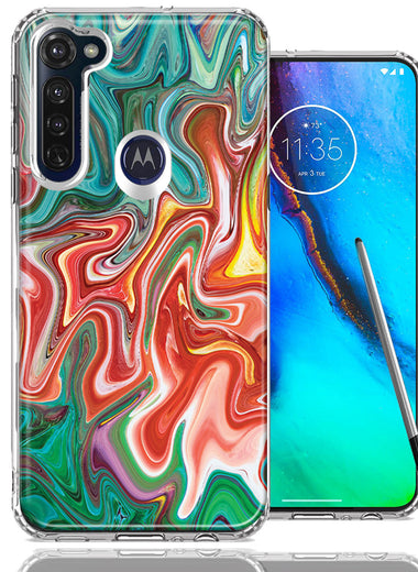 Motorola Moto G stylus Green Pink Abstract Design Double Layer Phone Case Cover