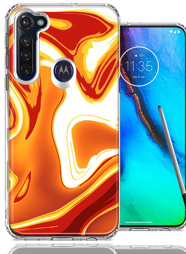 Motorola Moto G stylus Orange White Abstract Design Double Layer Phone Case Cover