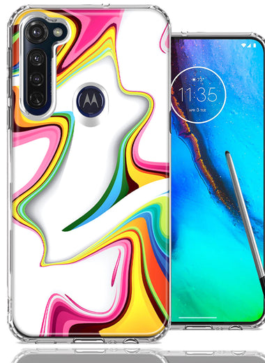 Motorola Moto G stylus Rainbow Abstract Design Double Layer Phone Case Cover