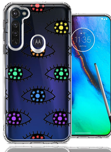 Motorola Moto G stylus Rainbow Evil Eyes Design Double Layer Phone Case Cover