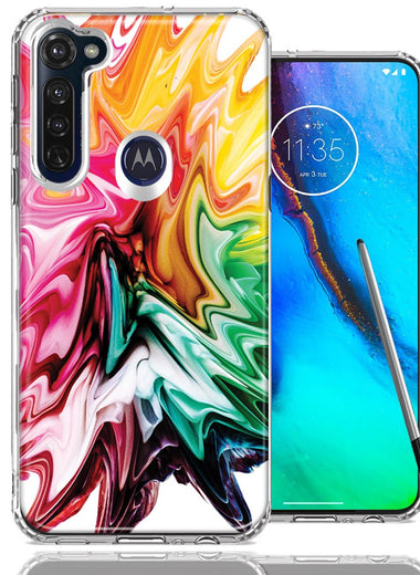 Motorola Moto G stylus Rainbow Flower Abstract Design Double Layer Phone Case Cover