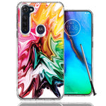 Motorola Moto G stylus Rainbow Flower Abstract Design Double Layer Phone Case Cover