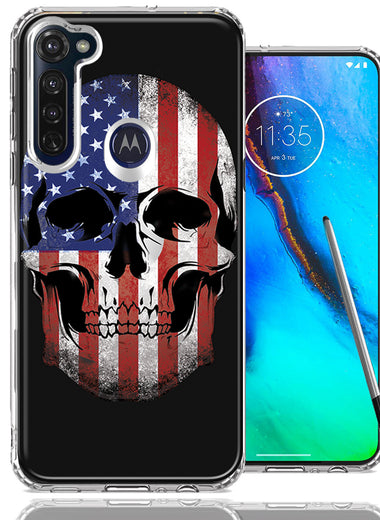 Motorola Moto G stylus US Flag Skull Double Layer Phone Case Cover