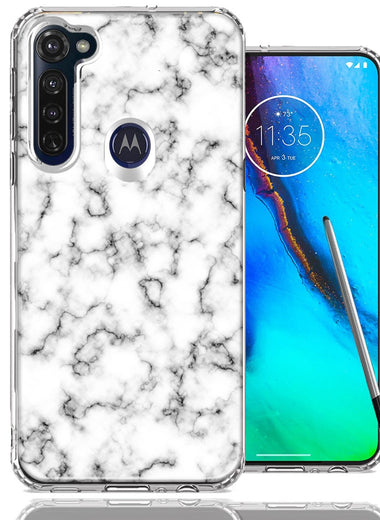Motorola Moto G stylus White Grey Marble Design Double Layer Phone Case Cover