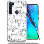 Motorola Moto G stylus White Grey Marble Design Double Layer Phone Case Cover