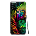 Motorola Moto G Stylus 5G Neon Rainbow Glow Peacock Feather Hybrid Protective Phone Case Cover