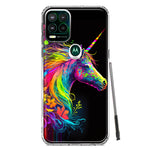 Motorola Moto G Stylus 5G Neon Rainbow Glow Unicorn Floral Hybrid Protective Phone Case Cover