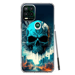 Motorola Moto G Stylus 5G Blue Apocalypse Cyberpunk Skull Feather Double Layer Phone Case Cover