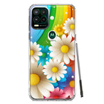 Motorola Moto G Stylus 5G Colorful Rainbow Daisies Blue Pink White Green Double Layer Phone Case Cover