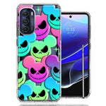 Motorola Moto G Stylus 4G 2022 Bright Rainbow Nightmare Skulls Spooky Season Halloween Design Double Layer Phone Case Cover