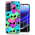 Motorola Moto G Stylus 5G 2022 Bright Rainbow Nightmare Skulls Spooky Season Halloween Design Double Layer Phone Case Cover