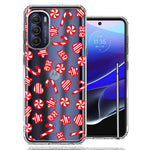 Motorola Moto G Stylus 5G 2022 Christmas Winter Red White Peppermint Candies Swirls Candycanes Design Double Layer Phone Case Cover