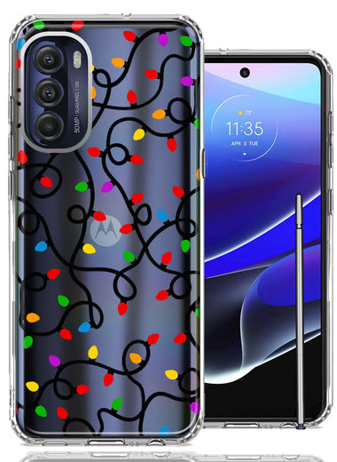 Motorola Moto G Stylus 4G 2022 Colorful Nostalgic Vintage Christmas Holiday Winter String Lights Design Double Layer Phone Case Cover