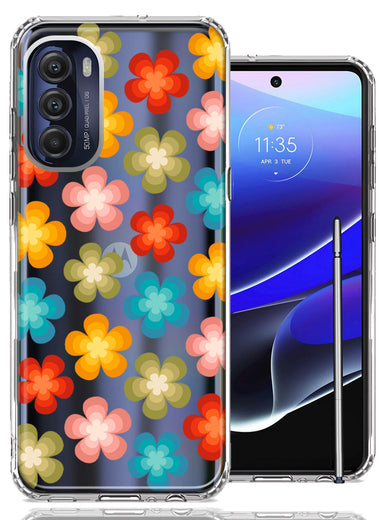 Motorola Moto G Stylus 5G 2022 Groovy Gradient Retro Color Flowers Double Layer Phone Case Cover