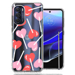 Motorola Moto G Stylus 4G 2022 Heart Suckers Lollipop Valentines Day Candy Lovers Double Layer Phone Case Cover