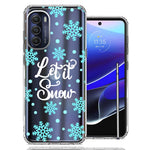 Motorola Moto G Stylus 5G 2022 Christmas Holiday Let It Snow Winter Blue Snowflakes Design Double Layer Phone Case Cover