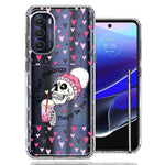 Motorola Moto G Stylus 4G 2022 Pink Dead Valentine Skull Frap Hearts If I had Feelings They'd Be For You Love Double Layer Phone Case Cover