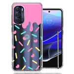 Motorola Moto G Stylus 5G 2022 Pink Drip Frosting Cute Heart Sprinkles Kawaii Cake Design Double Layer Phone Case Cover