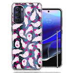 Motorola Moto G Stylus 5G 2022 Pink Happy Swimming Axolotls Polka Dots Double Layer Phone Case Cover