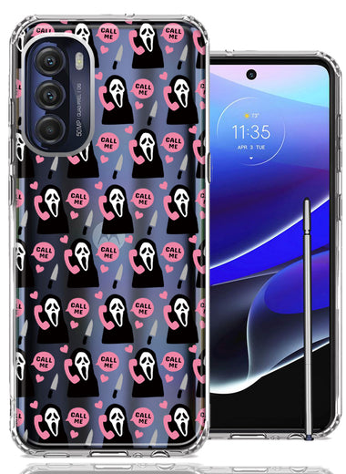 Motorola Moto G Stylus 5G 2022 Pink Horror Valentine Character Ghostface Boyfriend Call Me Hearts Double Layer Phone Case Cover