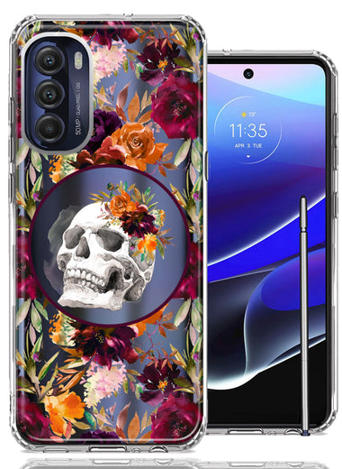 Motorola Moto G Stylus 5G 2022 Romance Is Dead Valentines Day Halloween Skull Floral Autumn Flowers Double Layer Phone Case Cover