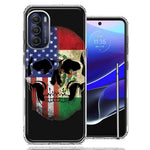 Motorola Moto G Stylus 5G 2022 US Mexico Flag Skull Double Layer Phone Case Cover