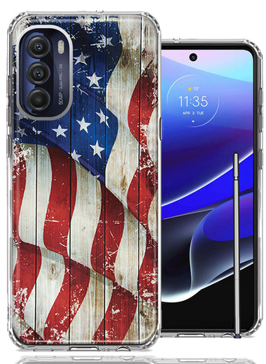 Motorola Moto G Stylus 5G 2022 Vintage USA Flag Double Layer Phone Case Cover