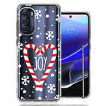 Motorola Moto G Stylus 5G 2022 Winter Joy Snow Peppermint Candy Cane Heart Festive Christmas Double Layer Phone Case Cover