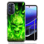 Motorola Moto G Stylus 5G 2022 Green Flaming Skull Double Layer Phone Case Cover