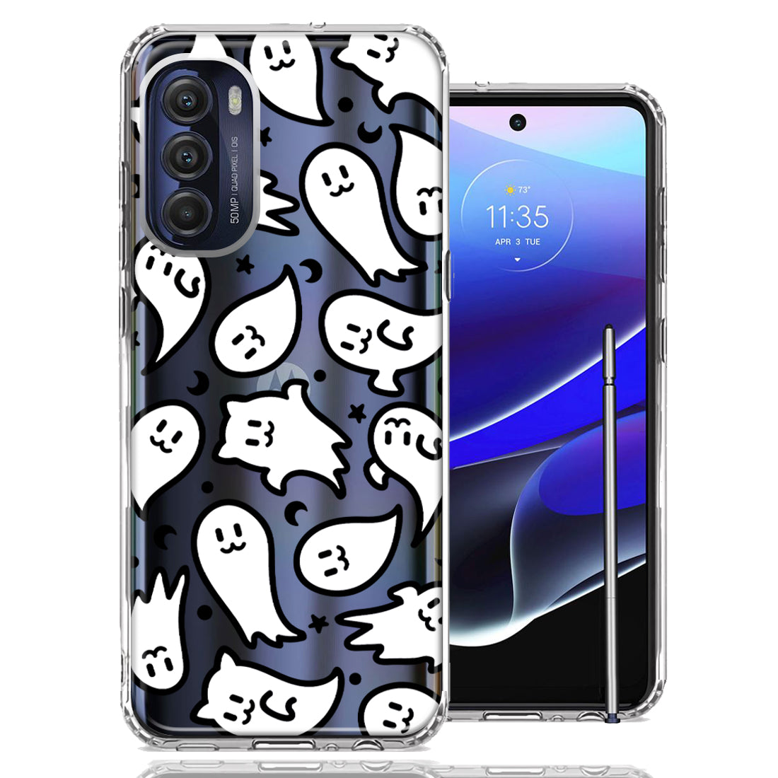 For Motorola Moto G Stylus 5G 2022 Kawaii Manga Cute Halloween Ghosts Spirits Design Double Layer Phone Case Cover For Motorola Moto G Stylus 5G 2022 Kawaii Manga Cute Halloween Ghosts Spirits Design Double Layer Phone Case Cover