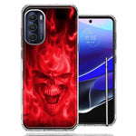 Motorola Moto G Stylus 5G 2022 Red Flaming Skull Double Layer Phone Case Cover