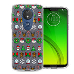 Motorola E5 Plus/G7 Power Classic Christmas Polka Dots Santa Snowman Reindeer Candy Cane Design Double Layer Phone Case Cover