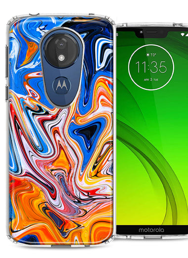 Motorola Moto G7 Power SUPRA Blue Orange Abstract Design Double Layer Phone Case Cover