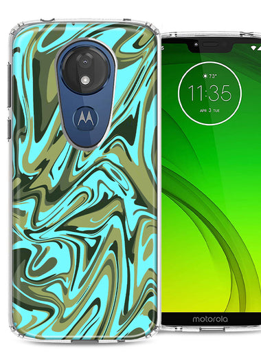 Motorola Moto G7 Power SUPRA Blue Green Abstract Design Double Layer Phone Case Cover