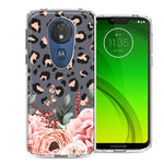 For Motorola G7 Power/E5 Plus Classy Blush Peach Peony Rose Flowers Leopard Phone Case Cover
