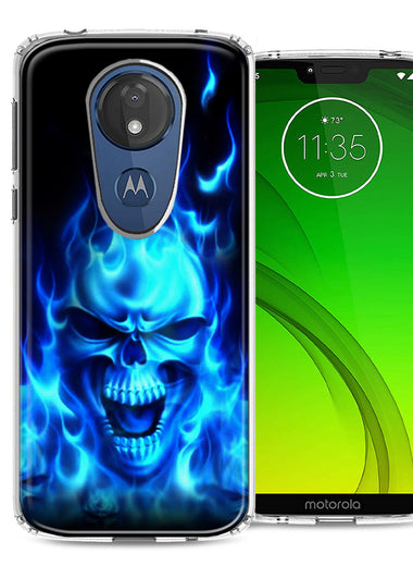 Motorola Moto G7 Power SUPRA Flaming Skull Design Double Layer Phone Case Cover