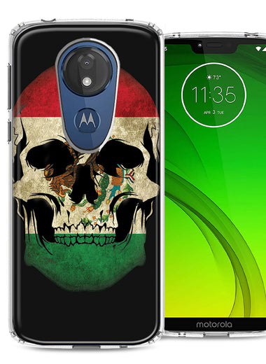 Motorola Moto G7 Power SUPRA Mexico Flag Skull Design Double Layer Phone Case Cover
