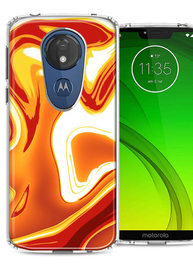Motorola Moto G7 Power SUPRA Orange White Abstract Design Double Layer Phone Case Cover