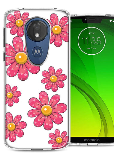 Motorola Moto G7 Power SUPRA Pink Daisy Flower Design Double Layer Phone Case Cover